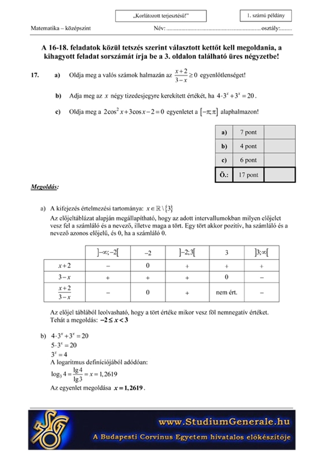 Érettségi-felvételi: Matekérettségi megoldások: a ...